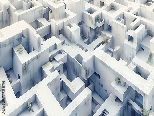 Complex Maze of Architectural Structures Symbolizing Challenge