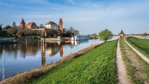 View over the Tangier to the historic castle complex from Tangermünde Germany photo