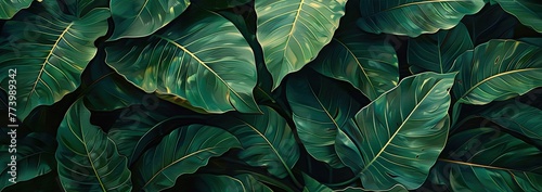 Mysterious Dark Green Leaves  Inspired by Chinese Art