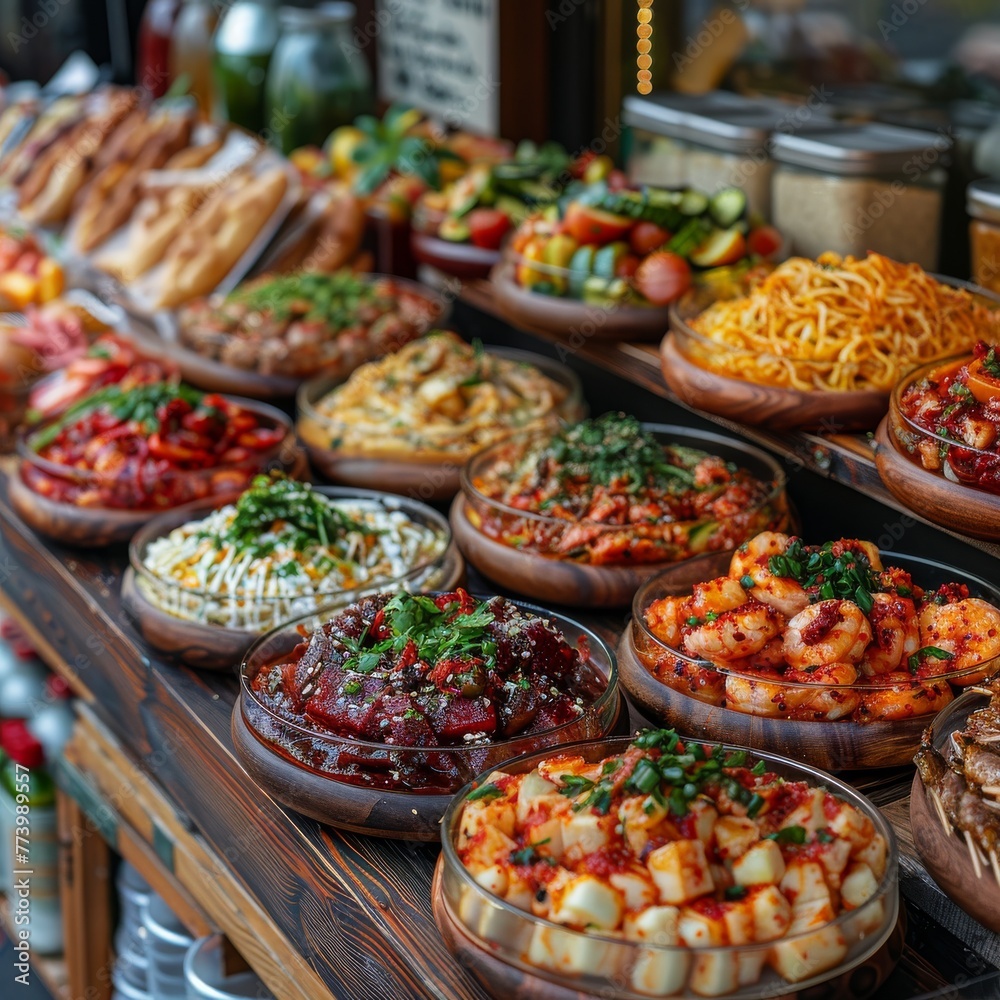 International Street Food: A collage of diverse street food from around the world, showcasing the global culinary scene and cultural diversity. 