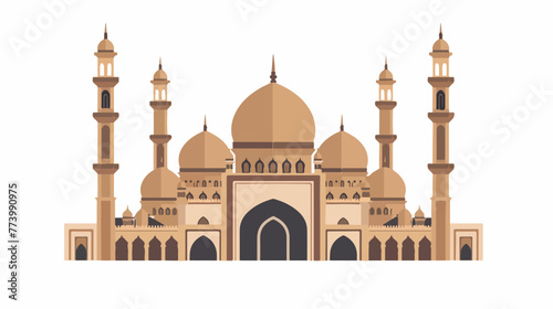 Retro brown mosque flat vector isolated on white background