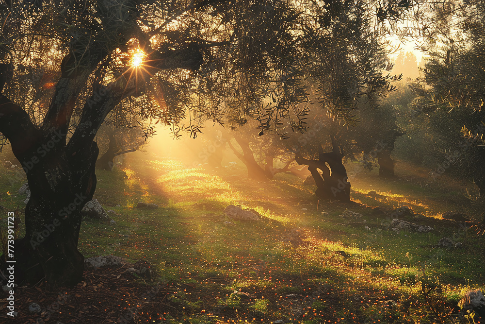 Mystical Morning Light in Olive Grove