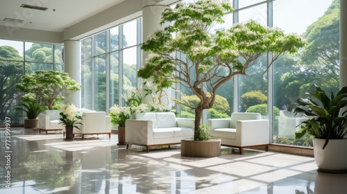 Spacious Room With Abundant Windows and Lush Plants