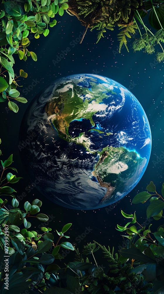 earth globe with plant