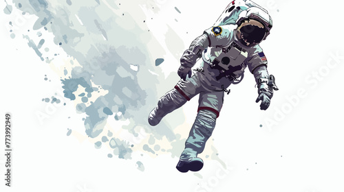Space walk conceptual computer artwork flat vector isolated