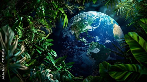 earth globe with plant