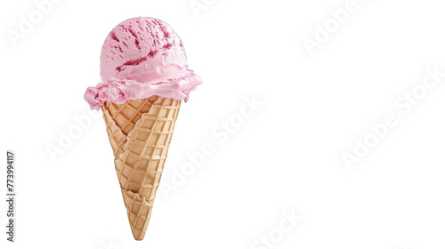 Strawberry ice cream cone. PNG file of isolated cutout object on transparent background.