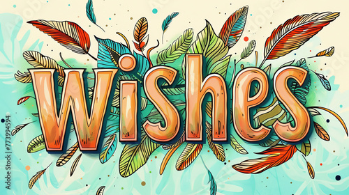 A colorful background with the word  Wishes  stands out in the image  capturing the viewer s attention.
