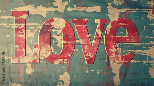 The image shows the word "Love" on a single colored background, embodying a strong message of affection and devotion.
