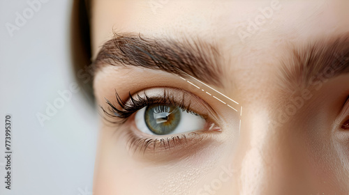 Close-up eye with eyebrows microblading ratio divider