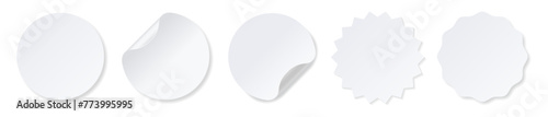 Set of white realistic stickers. Vector and PNG on transparent background