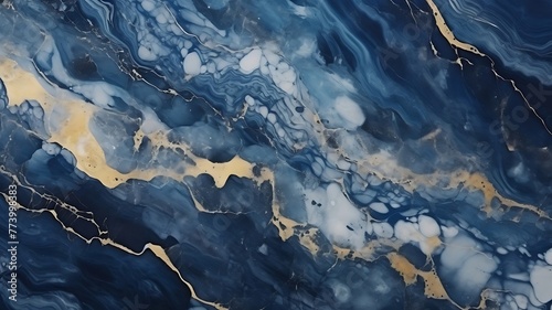 Flowing Blue Abstract Marble Design