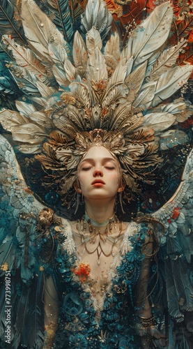 Woman With Feathers on Head