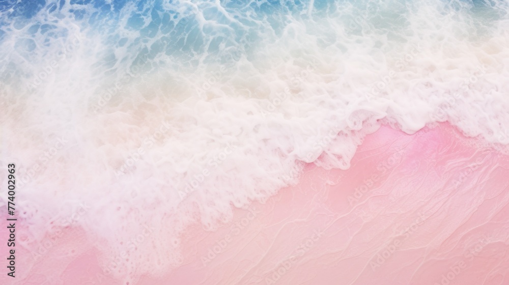 A pink ocean wave with a blue and white background
