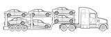 US cars carrier truck illustration - black and white vector stock illustration