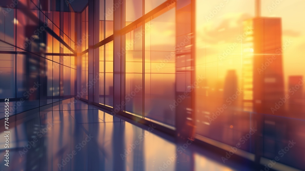 Modern Skyscraper Glass Facade at Sunset Modern Skyscraper Glass Facade at Sunset