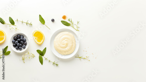 Yogurt Bowl with Berries and Citrus on Side