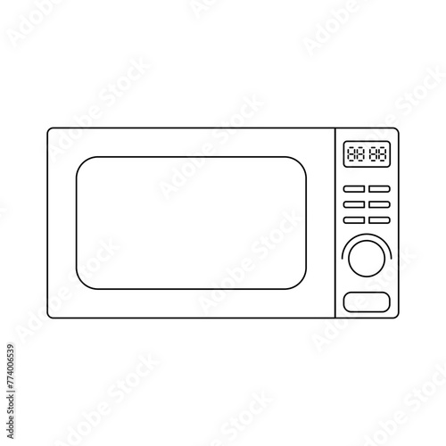 Microwave oven vector line. The contour of the oven. Electric oven for kitchen vector. Vector illustration.