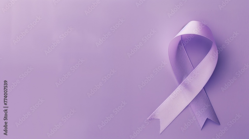 A purple awareness ribbon against a smooth background, symbolizing support for specific causes A purple awareness ribbon against a smooth background, symbolizing support for specific causes