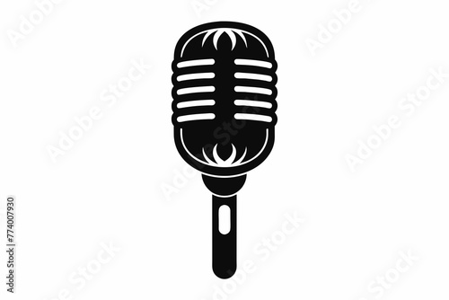 Black silhouette microphone vector design.