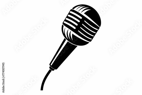 Black silhouette microphone vector design.