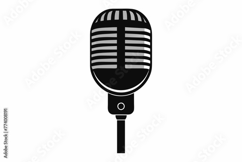 Black silhouette microphone vector design.