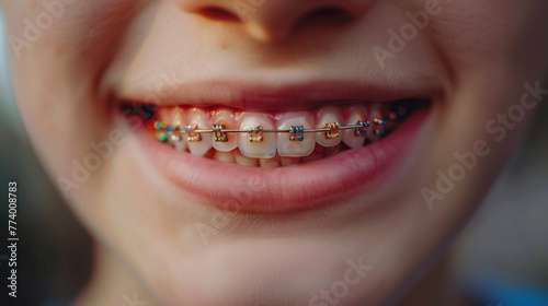teenager with dental braces, ai