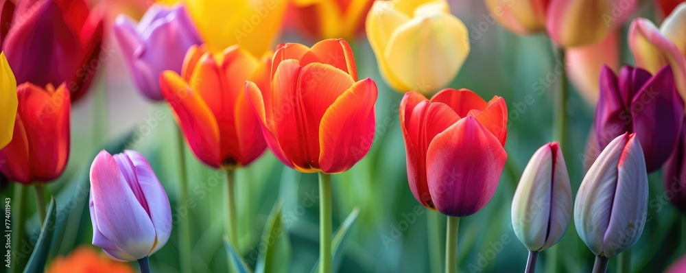 Vivid tulips field in full bloom Vivid tulips field in full bloom