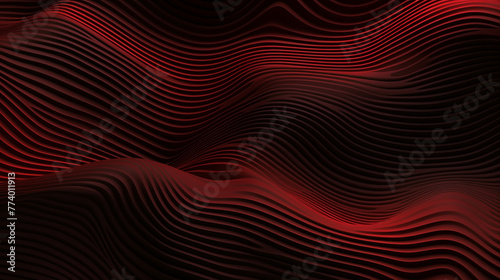 Flux, lignes et motifs en mouvement, couleurs rouge et noir. Vague, ondulation, texture. Fond pour conception et création graphique.