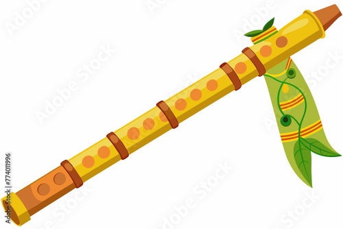 Bamboo flute vector design on white background.