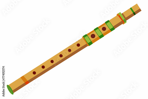 Bamboo flute vector design on white background.