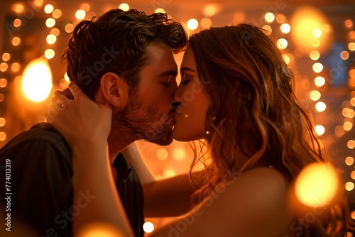 a man and woman kissing
