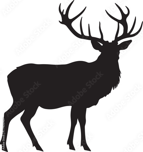 Elk Silhouette Vector Illustration White Background