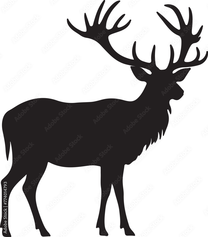Obraz premium Elk Silhouette Vector Illustration White Background