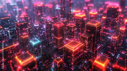 A neon cityscape