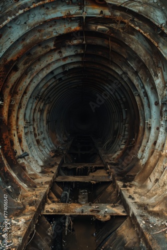 Corroded Industrial Tunnel in Urban Decay © Tadeusz