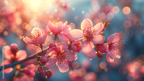 Blossoming Beauty  Cherry blossoms bloom in a spring illustration of enchanting sakura trees.