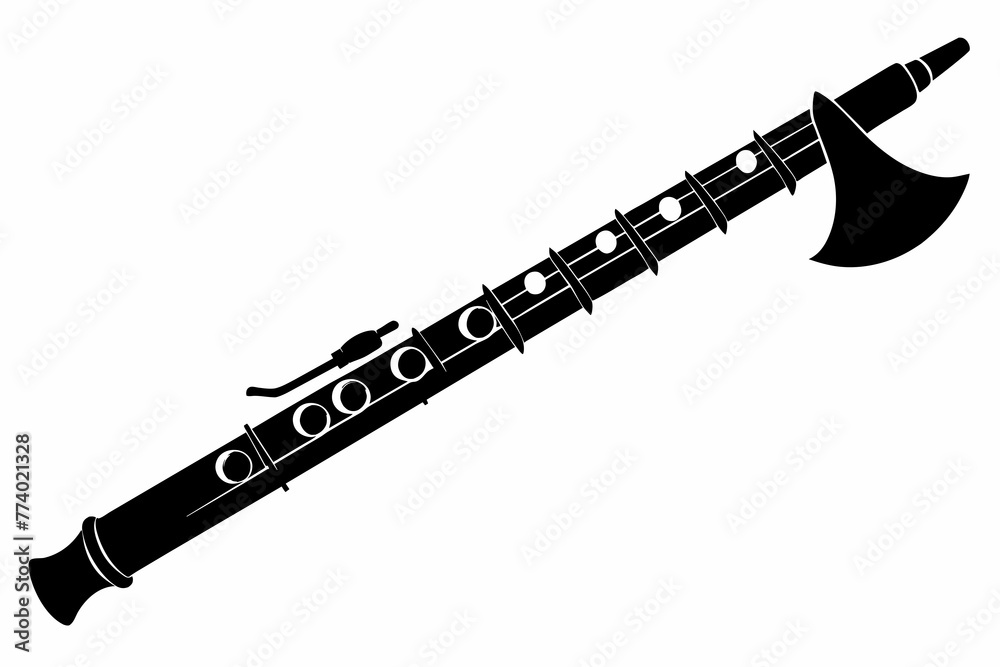 Black silhouette 3D flute vector design.