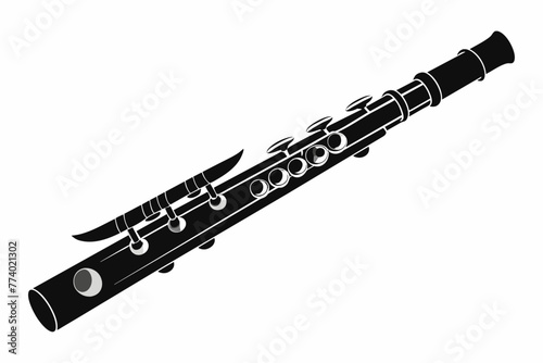 Black silhouette 3D flute vector design.