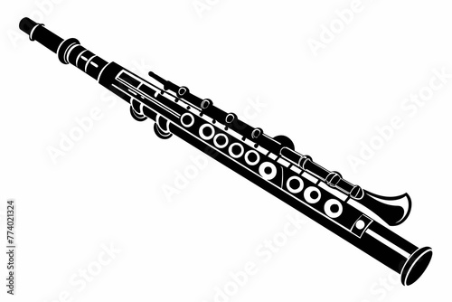 Black silhouette 3D flute vector design.