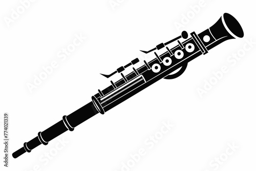 Black silhouette 3D flute vector design.