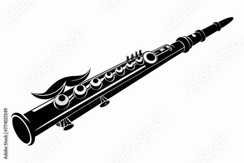 Black silhouette 3D flute vector design.