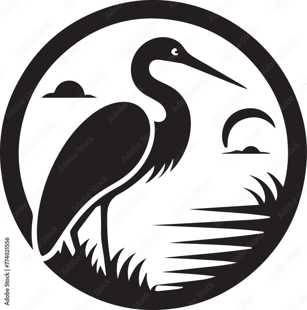 Egret Bird Silhouette , illustration Egret Bird Silhouette , illustration