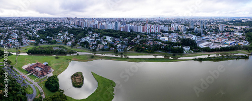 Aerial view of beautiful and green Parque Barigui in Curitiba, Brazil