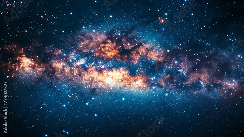 Abstract panoramic colorful space clouds, nebula and cosmic dust
