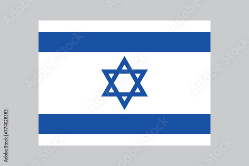 Flag of Israel, Israeli flag in 8:11 proportion, vector illustration with a grey background