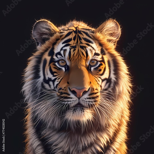 Energetic Orange Tiger with Pulsating Stripes  Dynamic Stock Photo