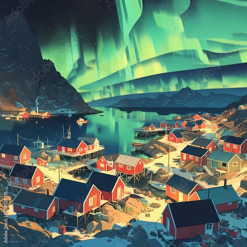 Striking Illustration of Northern Lights in Full Glory