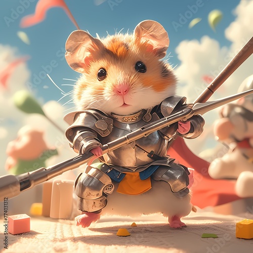 Charming Rodent in Armor Engages in Quirky Combat photo