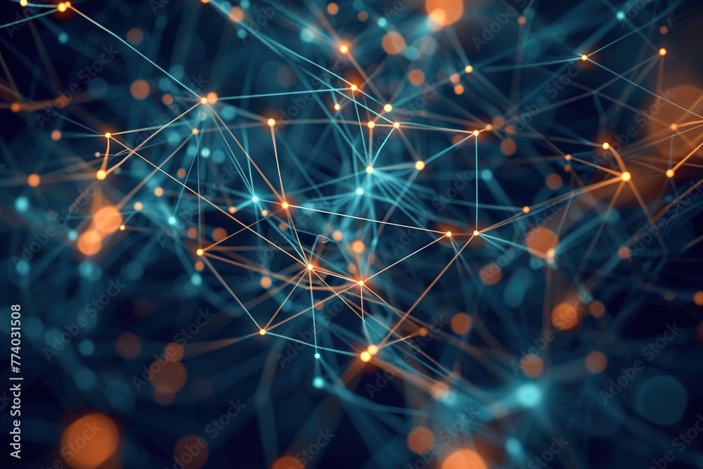 Abstract Technology Network: interconnected lines and nodes, portraying the abstraction of complex technological concepts and networks. Abstract Technology Network: interconnected lines and nodes, portraying the abstraction of complex technological concepts and networks.